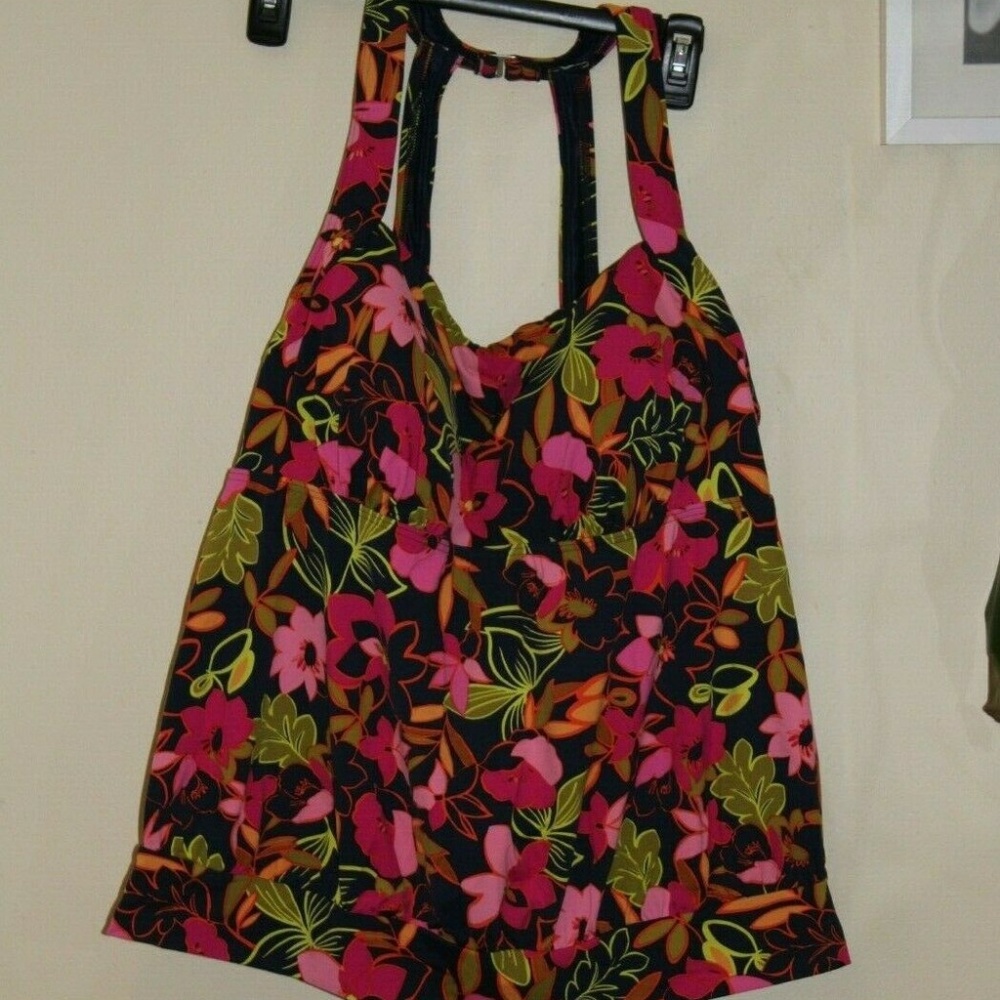 Land's End Deep Sea Jungle Print Swim Top 18W